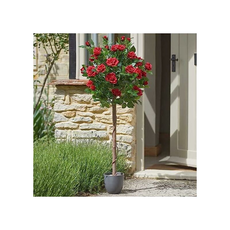 Garden mile Artificial Regent's Rose Potted Plant or Tree Free Standing Faux Flowers for Home Garden Decorative Faux Foliage Indoor Outdoor Décor