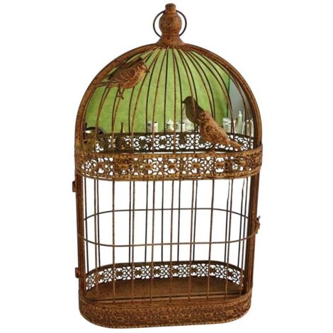 Garden Mirror Cage - Metal - L10 x W34 x H60 cm - Rusty