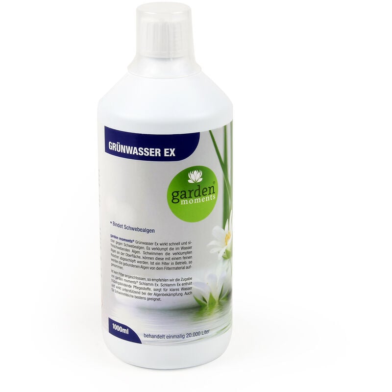 

garden moments Anti Agua Verde 1000ml, trata 20000l de agua de estanque, aglutinador de algas