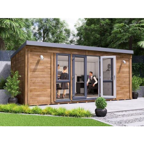 Garden Office Titania 5.5m x 3.5m - Insulated Studio Pod Home Office Study Room Double Glazing Toughened Glass