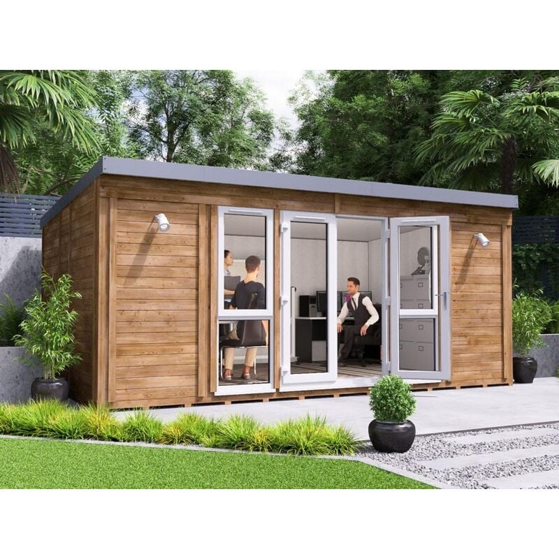 Garden Office Titania 5.5m x 3.5m Insulated Studio Pod Home Office Study Room Double Glazing