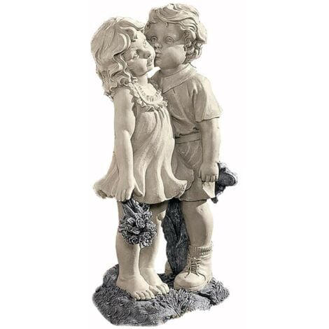 Garden Ornament Boy & Girl Loving Kissing Cherub Statue Decor Outdoor Decor