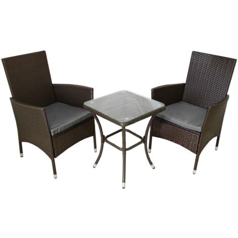 Garden Outdoor Rattan Bistro Set Furniture 3 PCs Patio Weave