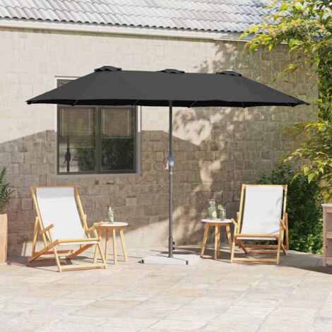 Garden Parasol Black 370 x 197 x 239 cm Powder-coated steel vidaXL
