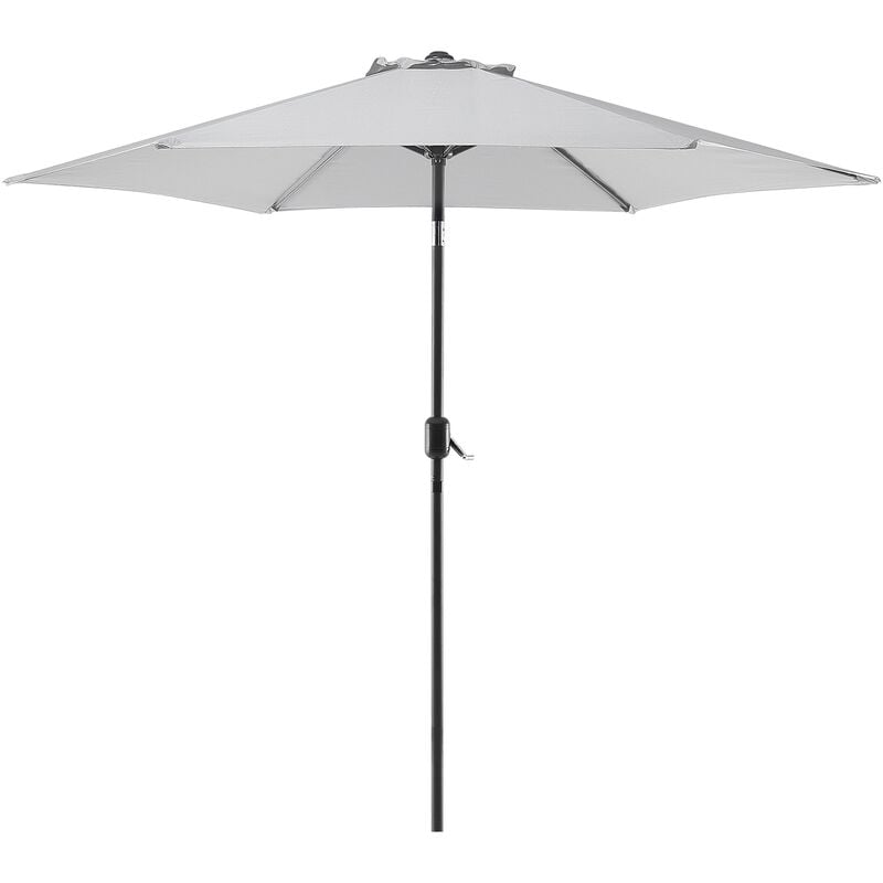 Modern Garden Outdoor Parasol Metal Pole Polyester Canopy Light Grey Varese