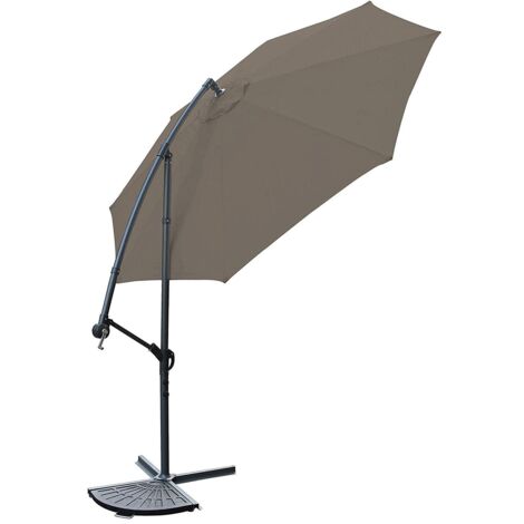 Garden Parasol Sun Shade Patio Banana Cantilever Hanging Umbrella 3m Brown