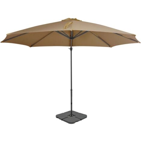 Garden Parasol with Portable Base Taupe vidaXL