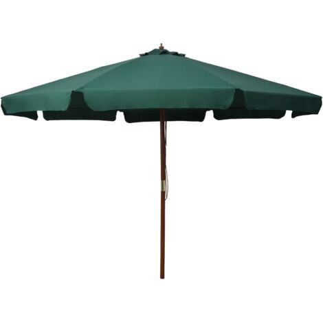 Garden Parasol with Wooden Pole 330 cm Green vidaXL