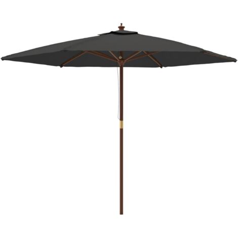 Garden Parasol with Wooden Pole Anthracite 299x240 cm vidaXL