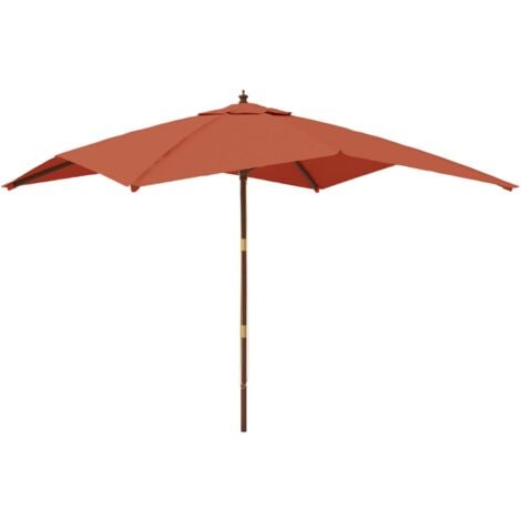Garden Parasol with Wooden Pole Terracotta 300x300x273 cm vidaXL