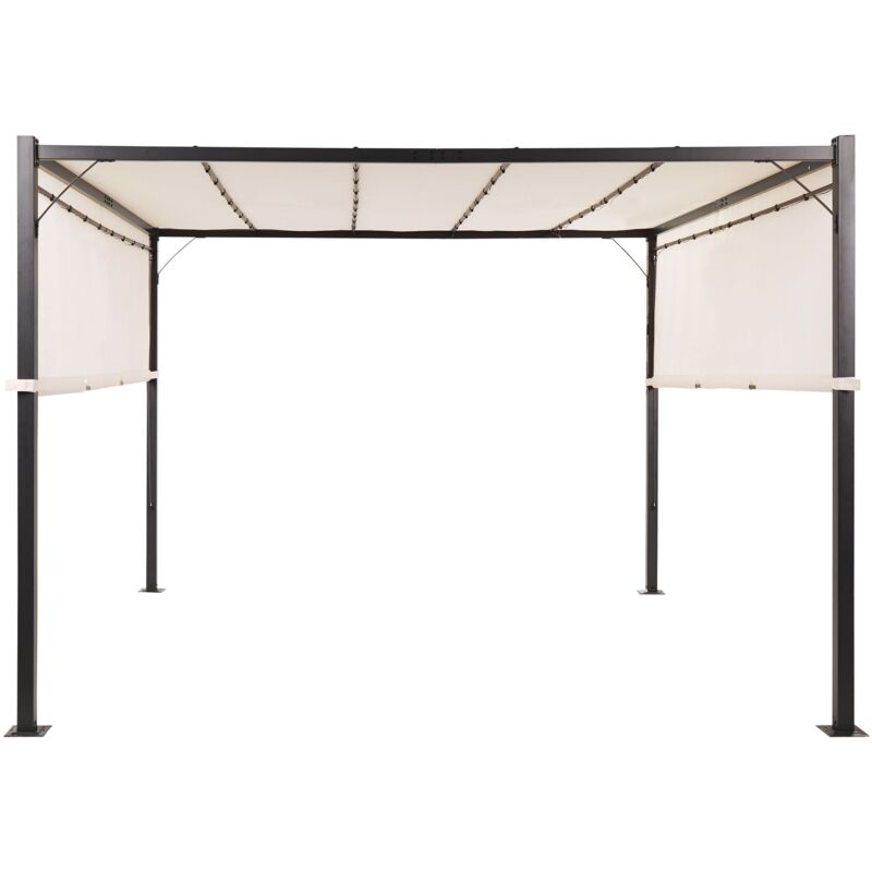 Beliani - Garden Pergola 310 X Poliesterbric Shade Metal Frame Solar Led Lights Beige Parga