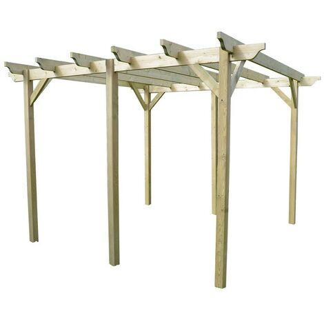 Garden Pergola 6 Posts - Wood - L360 x W720 x H270 cm - Light Green