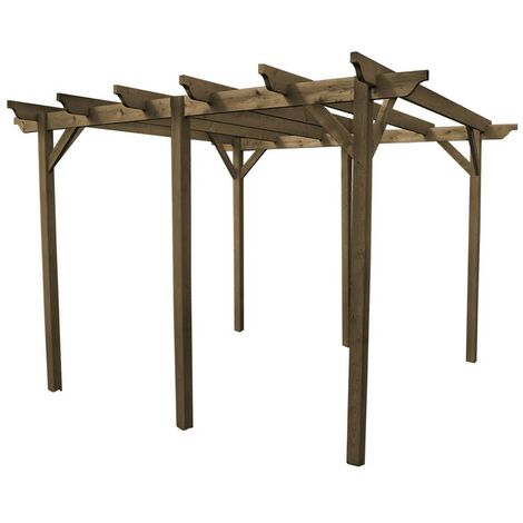 Garden Pergola 6 Posts - Wood - L480 x W600 x H270 cm - Rustic Brown