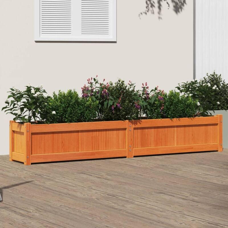 Garden Planter Wax Brown 180x31x31 Cm Solid Wood Pine Vidaxl