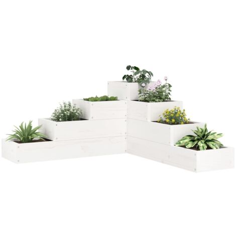 Garden Planter 4-Tier 80.5x79x36 cm White Solid Wood Pine vidaXL