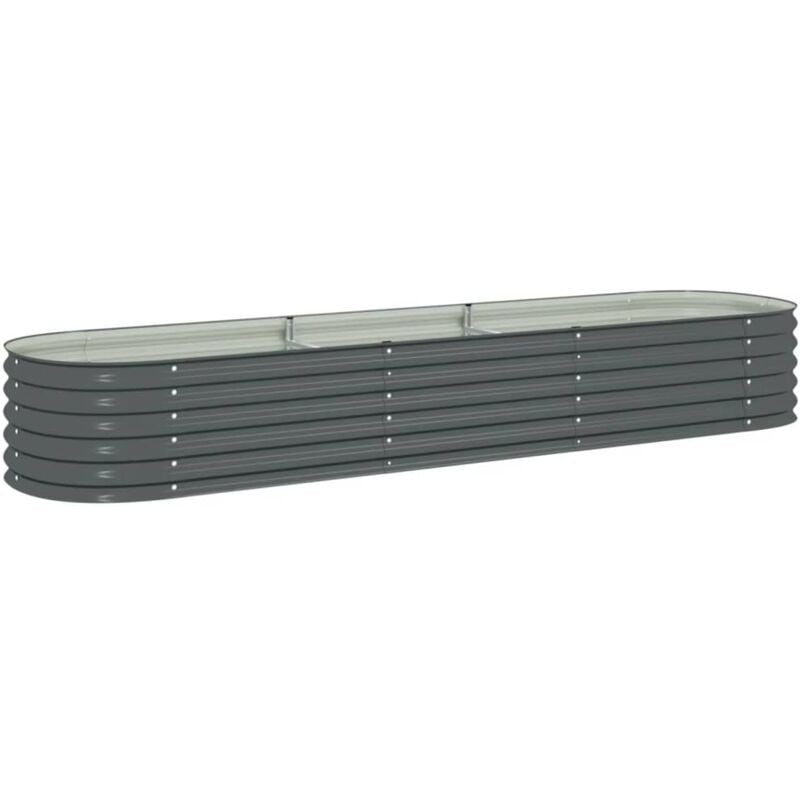 Garden Raised Bed 320x80x44 cm Galvanised Steel Grey Vidaxl