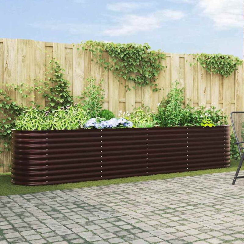 Garden Raised Bed Brown 400 X 80 X 81 Cm Steel Vidaxl