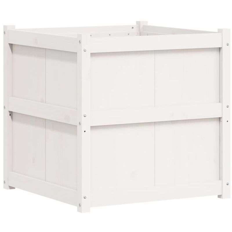 Garden Planter White 70x70x70 Cm Solid Wood Pine Vidaxl