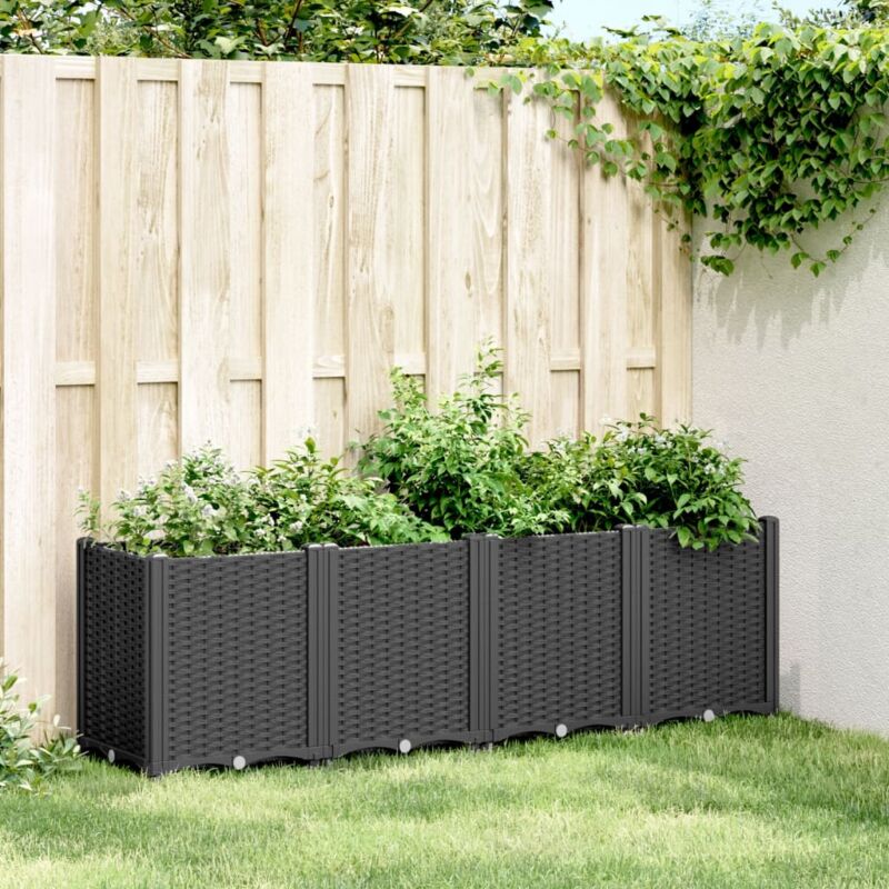 Vidaxl Garden Planter Black 160x40x53 Cm Pp