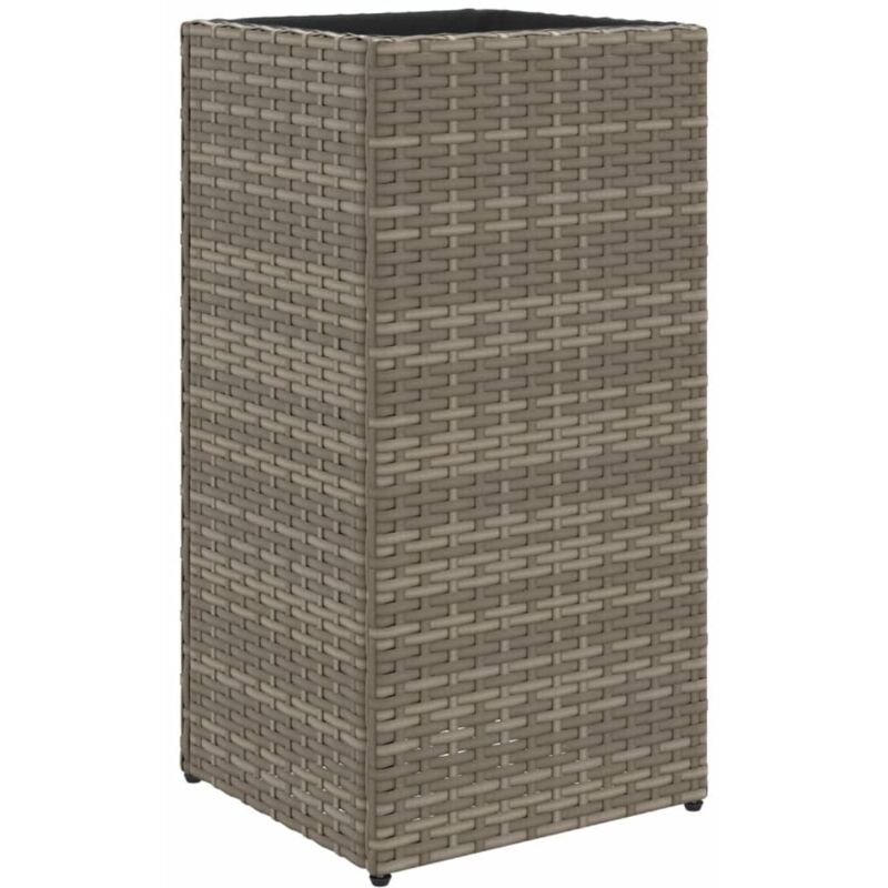 Garden Planter Grey 30x30x60 Cm Poly Rattan Vidaxl