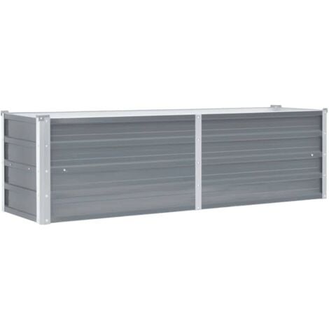 Garden Planter Galvanised Steel 160x40x45 cm Grey