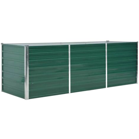 Garden Planter Galvanised Steel 240x80x77cm Green