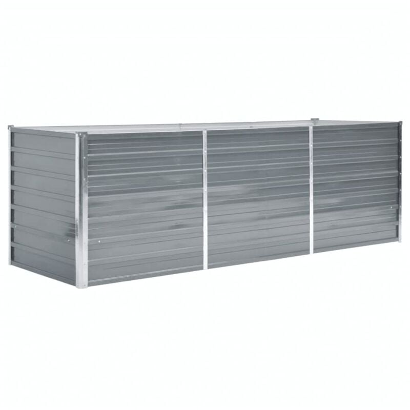 Garden Raised Bed Galvanised Steel 240x80x77 cm Grey Vidaxl