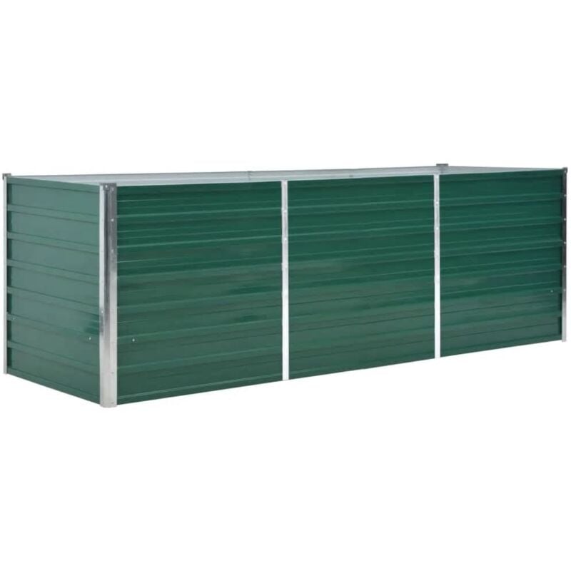 Garden Raised Bed Galvanised Steel 240x80x77 cm Green Vidaxl