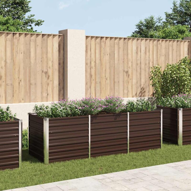 Garden Raised Bed Brown 240x80x77 Cm Galvanised Steel Vidaxl