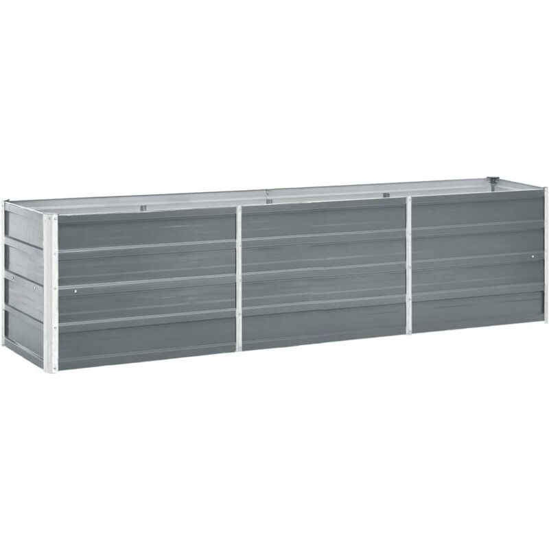 Garden Raised Bed Galvanised Steel 240x40x45 Cm Grey Vidaxl