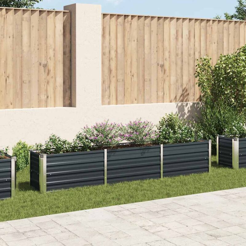 Garden Raised Bed Galvanised Steel 240x40x45 Cm Anthracite Vidaxl