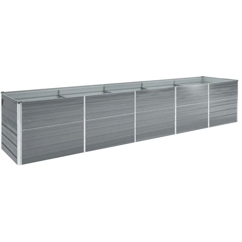 Garden Raised Bed Galvanised Steel 400x80x77 cm Grey Vidaxl