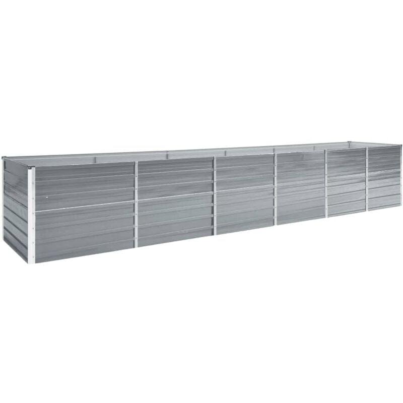 Garden Raised Bed Galvanised Steel 480x80x77 cm Grey Vidaxl