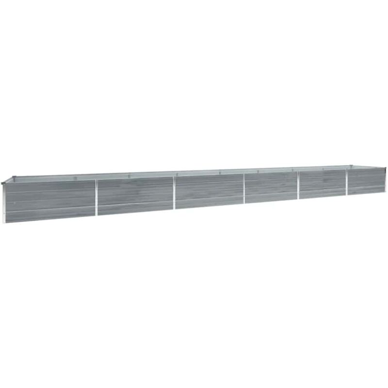 Garden Raised Bed Galvanised Steel 600x80x45 cm Grey vidaXL