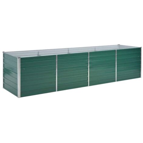 Garden Planter Galvanised Steel 320x80x77cm Green
