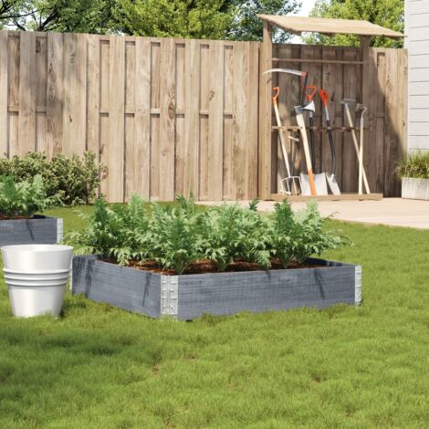 Garden Planter Grey 100x100 cm Solid Wood Pine vidaXL