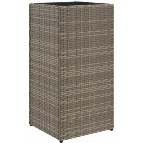 Garden Planter Grey 30x30x60 cm Poly Rattan vidaXL
