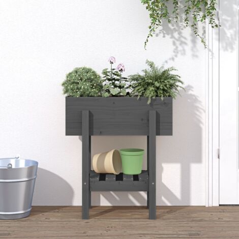 Garden Planter Grey 62x30x69 cm Solid Wood Pine vidaXL