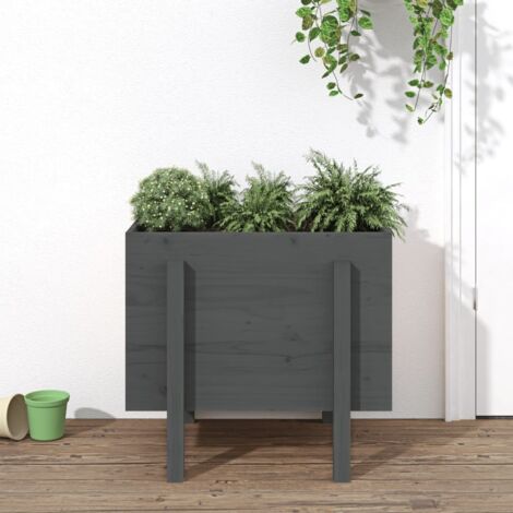 Garden Planter Grey 62x50x57 cm Solid Wood Pine vidaXL