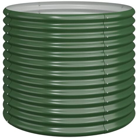 Garden Planter Powder-coated Steel 80x80x68 cm Green vidaXL