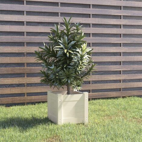 Garden Planter White 31x31x31 cm Solid Pinewood vidaXL