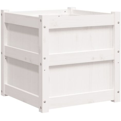 Garden Planter White 50x50x50 cm Solid Wood Pine vidaXL