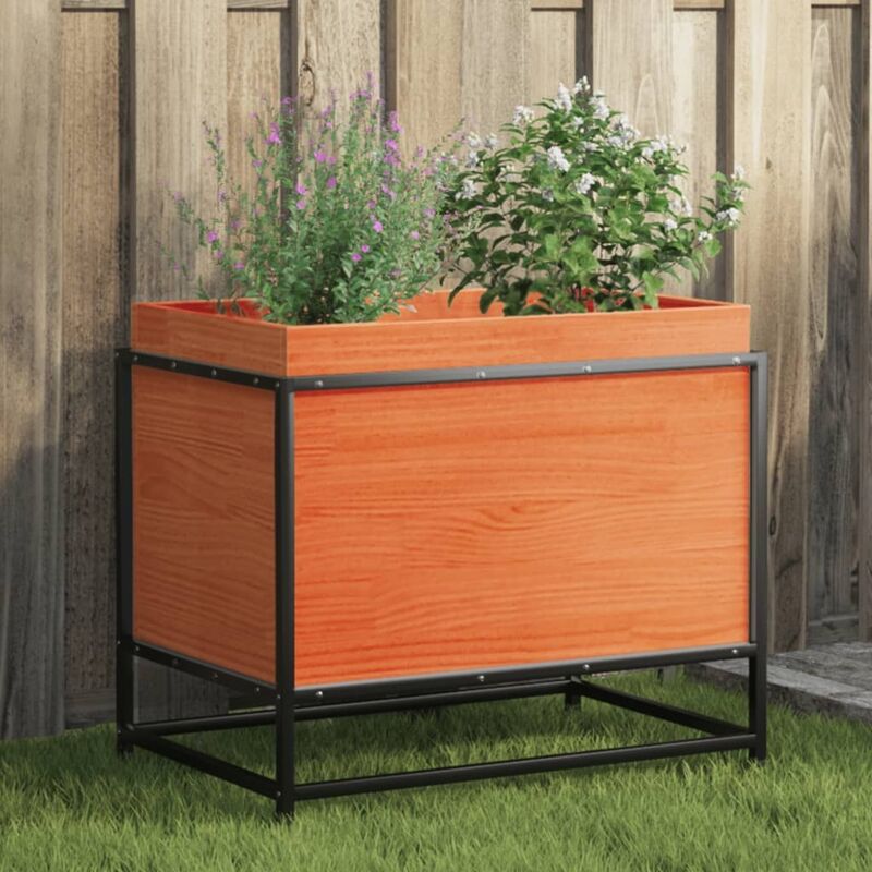 Garden Planter Wax Brown 60x40x50 cm Solid Wood Pine Vidaxl