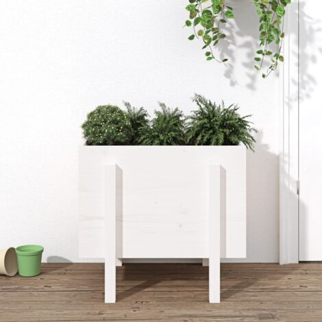 Garden Planter White 62x50x57 cm Solid Wood Pine vidaXL