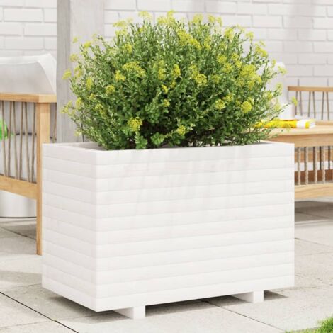 Garden Planter White 70x40x49.5 cm Solid Wood Pine vidaXL