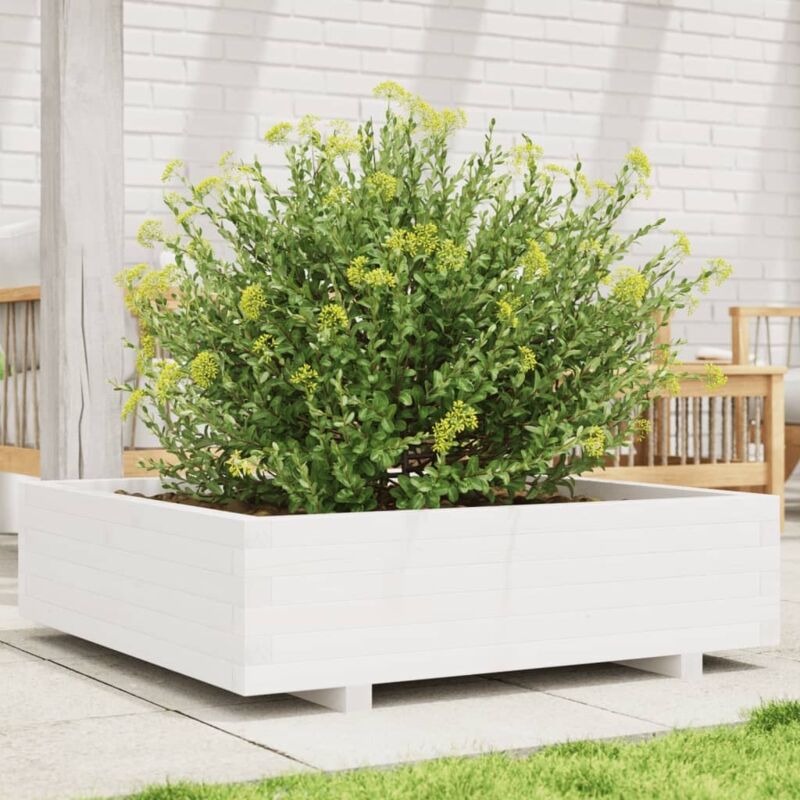 Vidaxl - Garden Planter White 90x90x26.5 Cm Solid Wood Pine