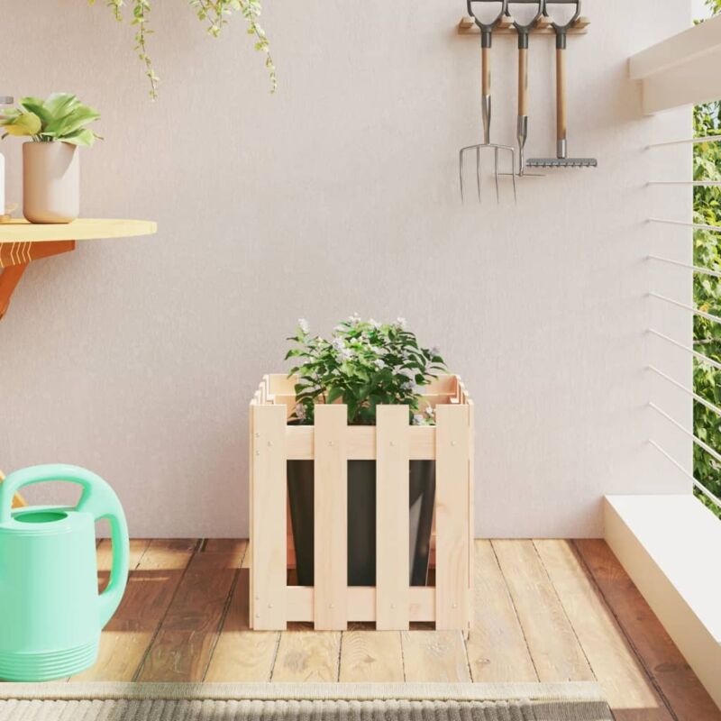 Vidaxl - Garden Planter With Fence Design 40x40x40 Cm Solid Wood Pine