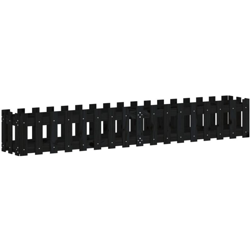 Vidaxl - Garden Raised Bed With Fence Design Black 200x30x30 Cm Solid Wood Pine