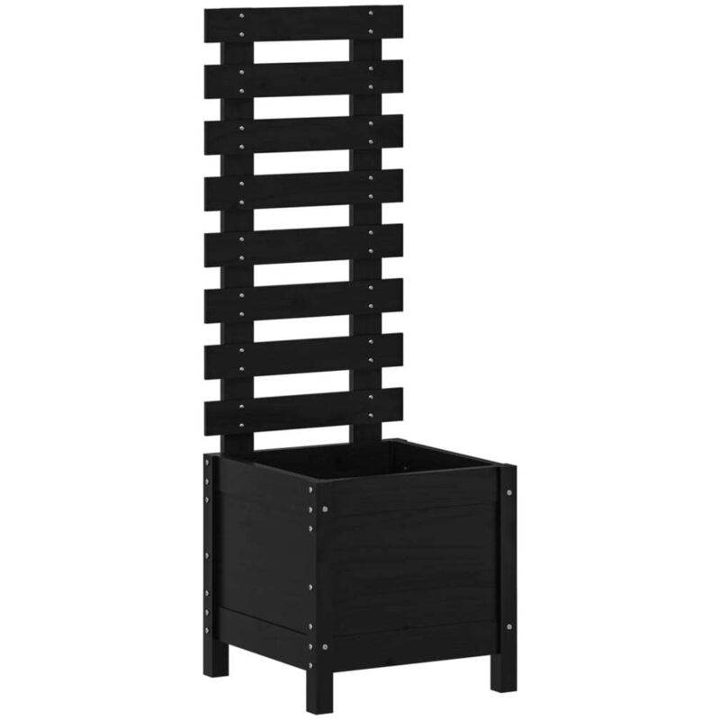 Garden Planter With Rack Black 39x39.5x114 Cm Solid Wood Pine Vidaxl