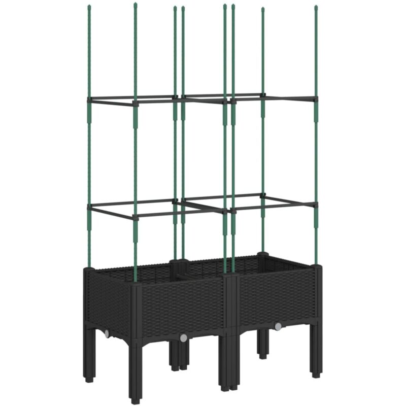 Garden Planter With Trellis Black 80x40x142.5 Cm Pp Vidaxl